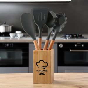 5-Piece Bamboo & Silicone Utensil Set