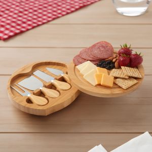 5-Piece Swivel Top Bamboo Cheese Board Set
