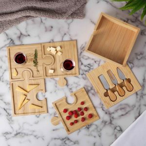 Bamboo 6-in-1 Puzzle Cheese Board Set