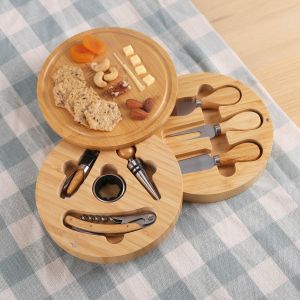 5-Piece Swivel Top Bamboo Cheese Board Set